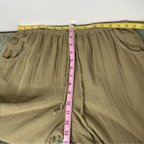 XiRENA Gauze Pull On Drawstring Pants Stone Green 100 Cotton Plissé Sz M 2Pc Set - Picture 12 of 16